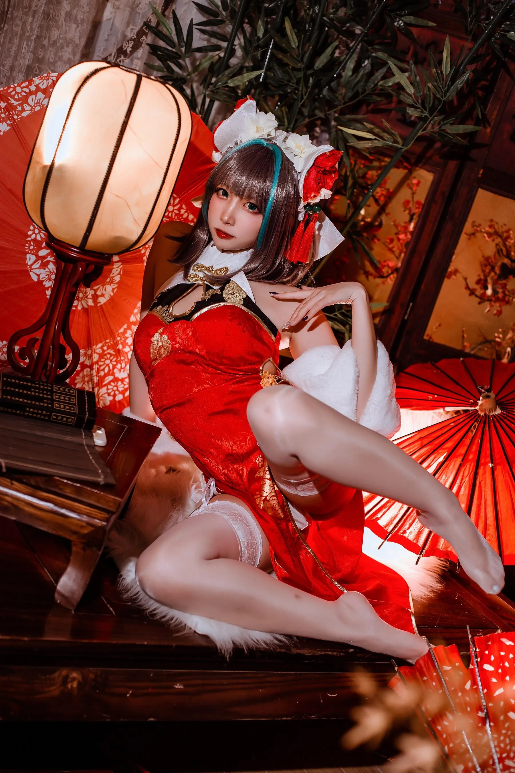 二佐Nisa – NO.151 碧蓝柴郡旗袍 [33P]插图2